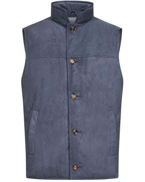 Brunello Cucinelli Buttoned Sleeveless Gilet - Blue