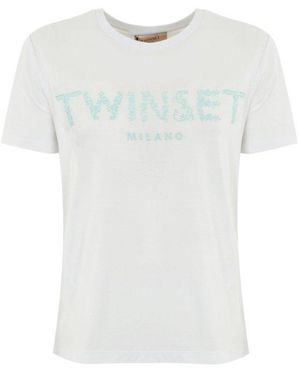 Twinset Logo Embroidered T-Shirt - White