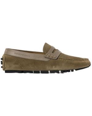 Emporio Armani Multi-Striped Driving Loafers - Brown