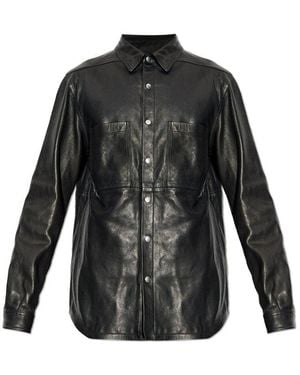 Rick Owens Buttoned Leather Jacket - Black