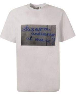 MSGM Graphic Print Crewneck T-Shirt - White