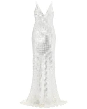 Alessandra Rich Long Cady Slip Dress With Maxi - White