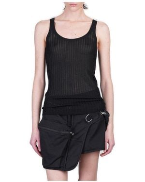 Helmut Lang Pointelle Rib Tank Top - Black