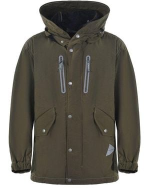 and wander Fishtail Octa Logo Printed Jacket - Green