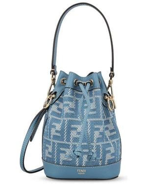 Fendi Mon Tresor Ff Jacquard Drawstring Bucket Bag in