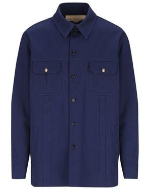 Valentino Button-Up Long-Sleeved Jacket - Blue