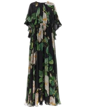 Giambattista Valli Floral Print Ruffled Gown - Green