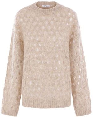 Brunello Cucinelli Crewneck Open-Knit Jumper - Natural
