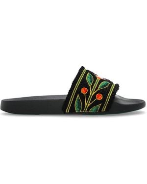 CASABLANCA Logo Detailed Terry Slides - Black