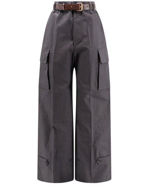 Saint Laurent Pantalon Twill De Coton Ceintu - Black