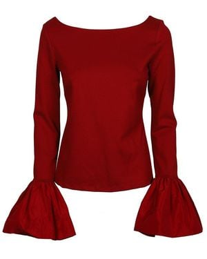 STAUD Paige Bell-Sleeved Top - Red
