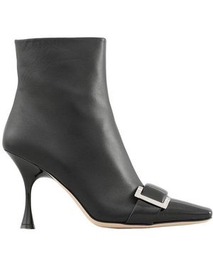 Sergio Rossi Square Toe Ankle Boots - Black