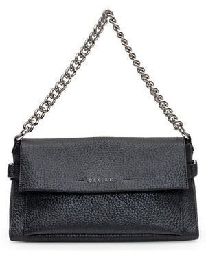 Orciani Missy Longuette Logo Letteering Shoulder Bag - Black