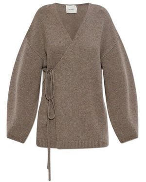 Lisa Yang Tie Detail Knit Top - Brown