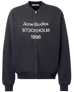 Acne Studios Logo Printed Zip-Up Jacket - Blue