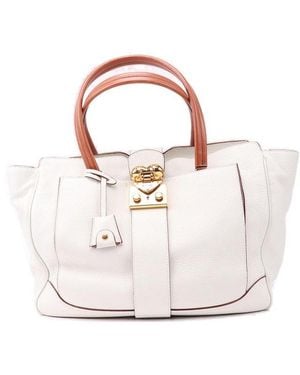 Moschino Heart Buckled Top Handle Bag - Pink