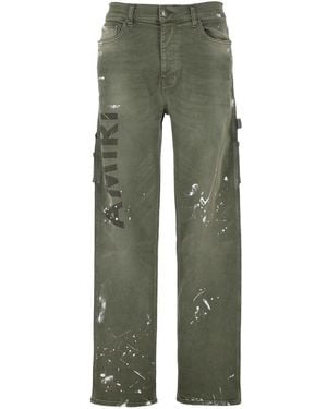Amiri Paint Printed Slim Fit Jeans - Green