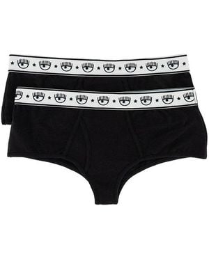 Chiara Ferragni Logo Waistband Briefs - Black