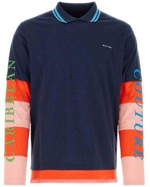 BOTTER Logo-embroidered Layered Long-sleeved Polo Shirt - Blue