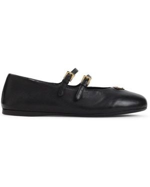 Prada Round-Toe Ballerina Shoes - Black