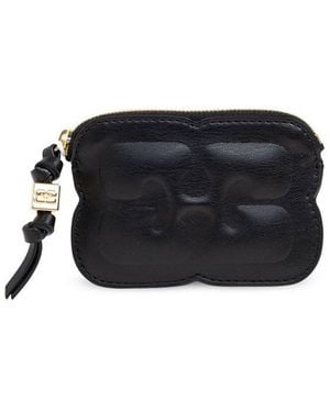 Ganni Embossed Leather Card Holder - Black