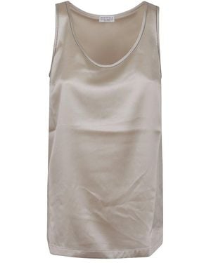 Brunello Cucinelli Monili Detailed Sleeveless Tank Top - Grey