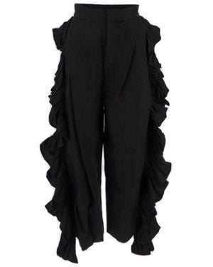 Uma Wang Ruffled Trim Pants - Black