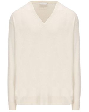 Prada Long-Sleeved V-Neck Jumper - White