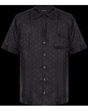 Dolce & Gabbana Monogram Jacquard Short-Sleeved Shirt - Black
