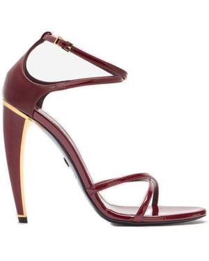 Roberto Cavalli Crossover Strap Fang Heel Sandals - Purple