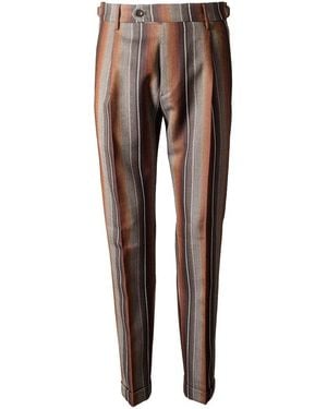 Berwich Retro Striped Trousers - Brown