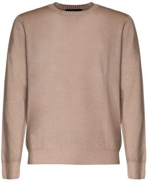 Fay Crew Neck Jumper - Brown