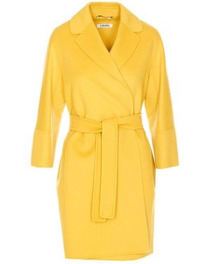 Max Mara Arona Belted Long-Sleeved Coat - Yellow