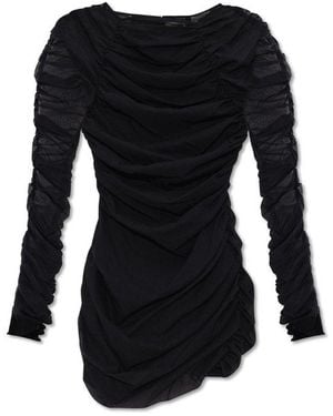 The Mannei Ruched Sheer Panel Dress - Black
