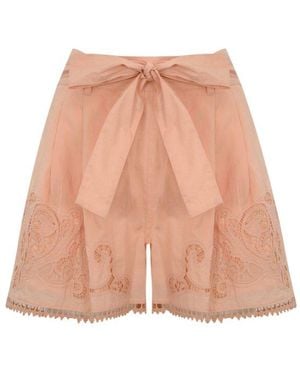 Twinset Openwork Embroidery Shorts - Natural