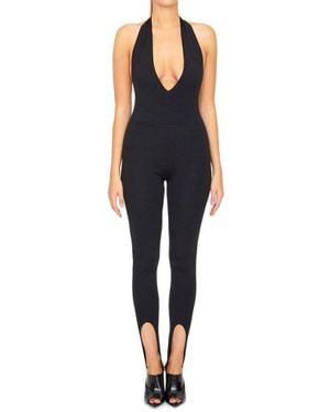 Saint Laurent Halterneck Jumpsuit In Wool - Blue