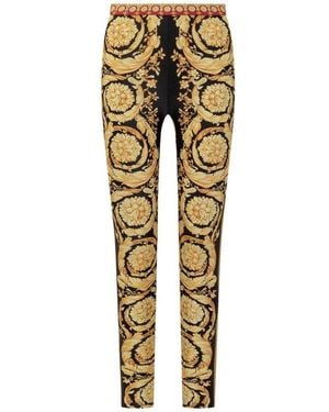 Versace Baroque-Printed Leggings - Metallic