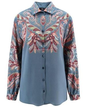 Etro Paisley Print Silk Shirt - Blue