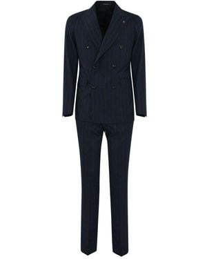 Tagliatore Double-Breasted Pinstriped Suit - Blue