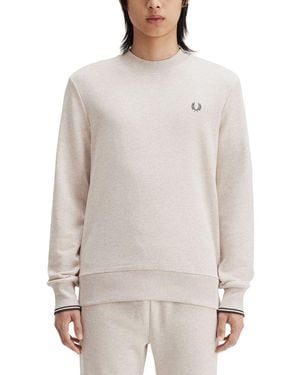 Fred Perry Logo Embroidered Sweatshirt - White