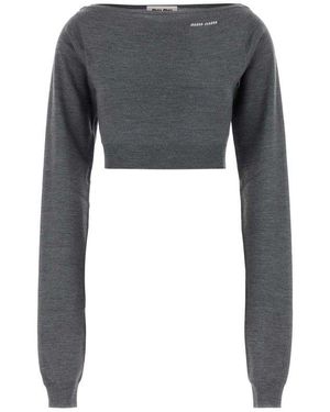 Miu Miu Boat-Neck Knitted Top - Black