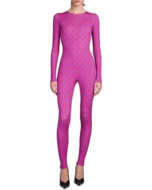 Marine Serre Logo Monogram Crewneck Jumpsuit - Pink