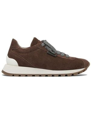 Brunello Cucinelli Round-Toe Lace-Up Trainers - Brown