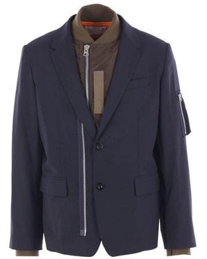 Sacai Layered Zip-Up Jacket - Blue