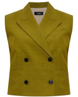 Theory Double Breasted V-Neck Vest - Green