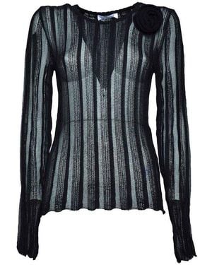 Blumarine Semi-Sheer Knitted Jumper - Black
