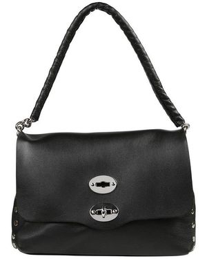 Zanellato Postina Piuma Chain Foldover Top Small Tote Bag - Black