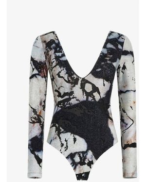 Roberto Cavalli Marble Printed Bodysuit - Black