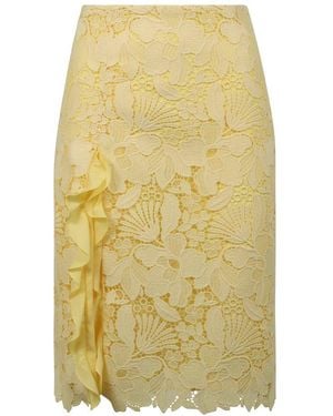 Des Phemmes Broderie Anglaise Midi Skirt - Yellow