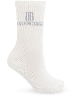 Balenciaga Socks With Logo - White